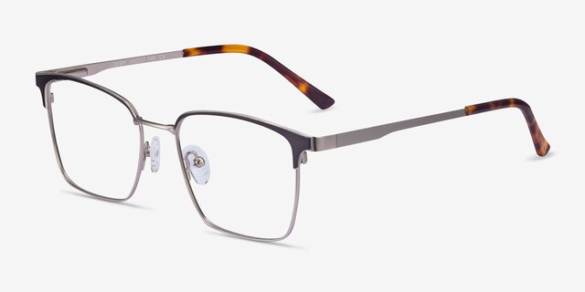 Demy Silver & Black MetalEyeglass Frames from EyeBuyDirect, Angle View