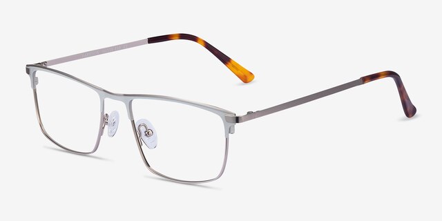 Harrison Silver MetalEyeglass Frames from EyeBuyDirect, Angle View