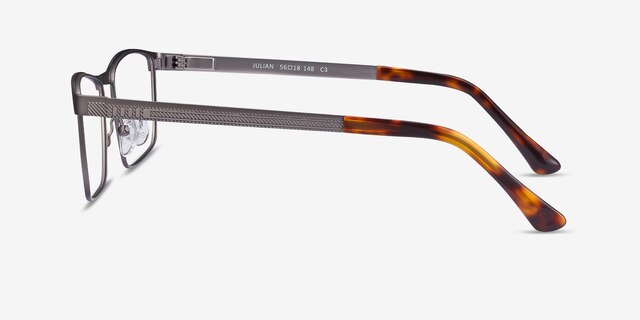 Julian Gunmetal MetalEyeglass Frames from EyeBuyDirect, Side View