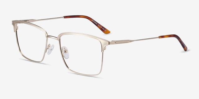 Nathaniel Gold MetalEyeglass Frames from EyeBuyDirect, Angle View