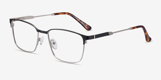 Leopold Black MetalEyeglass Frames from EyeBuyDirect, Angle View