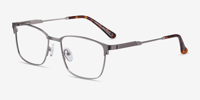 Leopold Gunmetal MétalMontures de lunettes de vue d'EyeBuyDirect, Vue d'Angle
