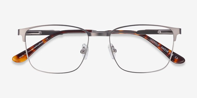 Leopold Gunmetal MétalMontures de lunettes de vue d'EyeBuyDirect, Vue Rapprochée
