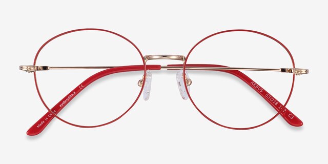 Arbus Red & Gold MétalMontures de lunettes de vue d'EyeBuyDirect, Vue Rapprochée