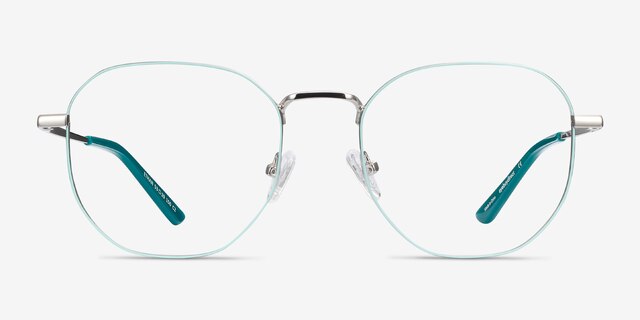 Ethan Mint & Silver MétalMontures de lunettes de vue d'EyeBuyDirect, Vue de Face