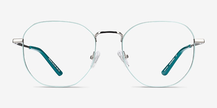 Ethan Mint & Silver Metal Eyeglass Frames from EyeBuyDirect