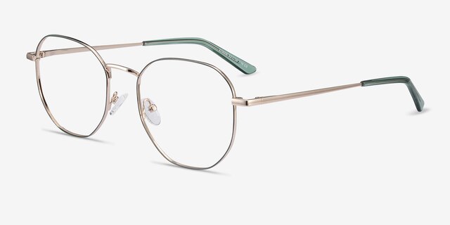 Ethan Avocado & Gold MetalEyeglass Frames from EyeBuyDirect, Angle View