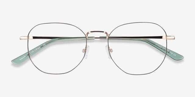 Ethan Avocado & Gold MetalEyeglass Frames from EyeBuyDirect, Closed View