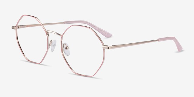Altar Pink & Gold MetalEyeglass Frames from EyeBuyDirect, Angle View