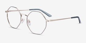 Altar Navy & Gold Métal Montures de lunettes de vue d'EyeBuyDirect, Vue d'Angle