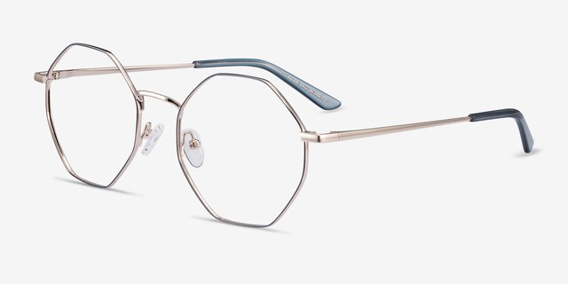 Altar Navy & Gold MetalEyeglass Frames from EyeBuyDirect, Angle View