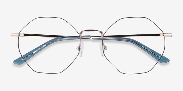 Altar Navy & Gold MetalEyeglass Frames from EyeBuyDirect, Closed View