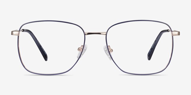 Kusama Navy & Gold MetalEyeglass Frames from EyeBuyDirect, Front View