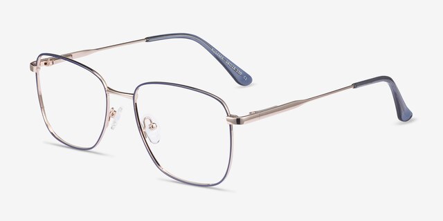 Kusama Navy & Gold MetalEyeglass Frames from EyeBuyDirect, Angle View