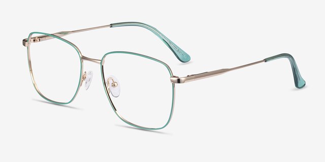 Kusama Green & Gold MétalMontures de lunettes de vue d'EyeBuyDirect, Vue d'Angle