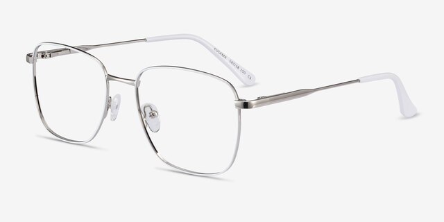 Kusama White & Silver MetalEyeglass Frames from EyeBuyDirect, Angle View