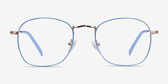 Keith Blue & Gold MetalEyeglass Frames from EyeBuyDirect, Front View
