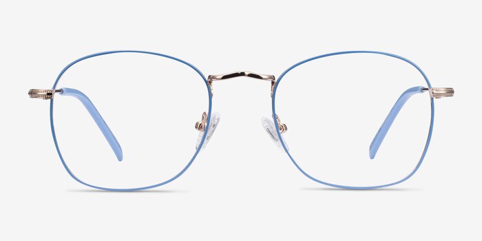 Keith Blue & Gold Metal Eyeglass Frames from EyeBuyDirect