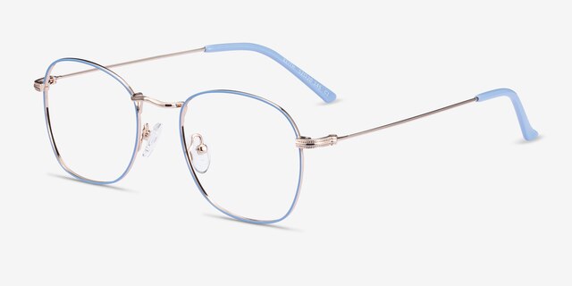 Keith Blue & Gold MetalEyeglass Frames from EyeBuyDirect, Angle View