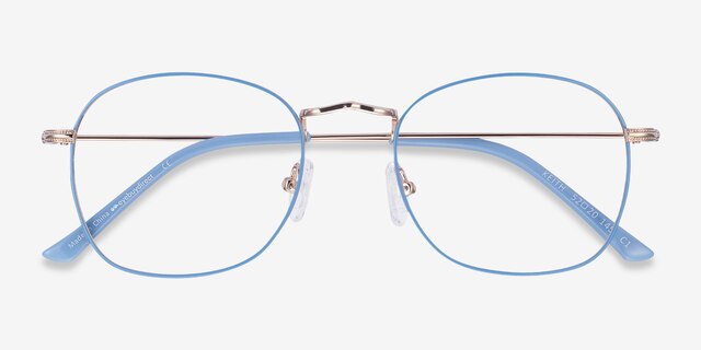 Keith Blue & Gold MetalEyeglass Frames from EyeBuyDirect, Closed View