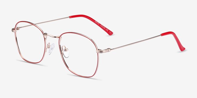 Keith Red & Gold MétalMontures de lunettes de vue d'EyeBuyDirect, Vue d'Angle