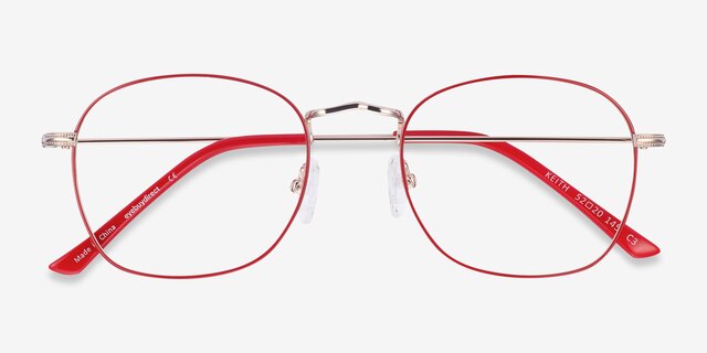 Keith Red & Gold MétalMontures de lunettes de vue d'EyeBuyDirect, Vue Rapprochée