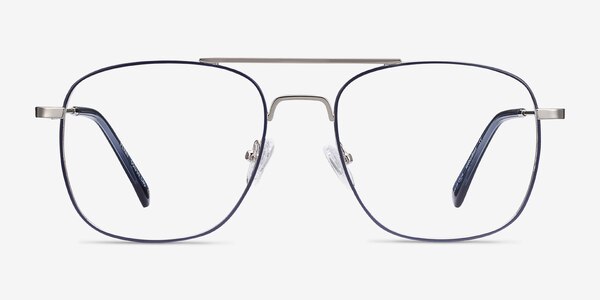 Perry Blue & Silver Metal Eyeglass Frames