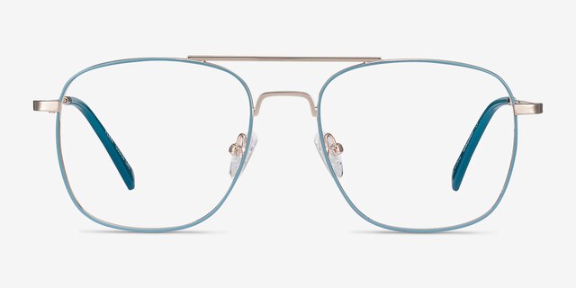 Perry Teal & Gold MetalEyeglass Frames from EyeBuyDirect, Front View