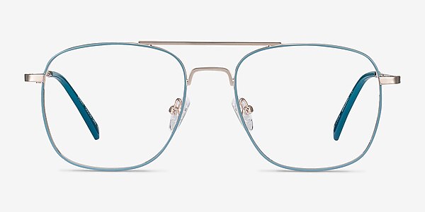 Perry Teal & Gold Metal Eyeglass Frames