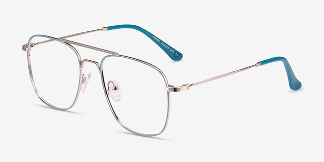 Perry Teal & Gold MetalEyeglass Frames from EyeBuyDirect, Angle View