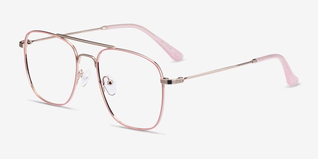 Perry Pink & Rose Gold MetalEyeglass Frames from EyeBuyDirect, Angle View