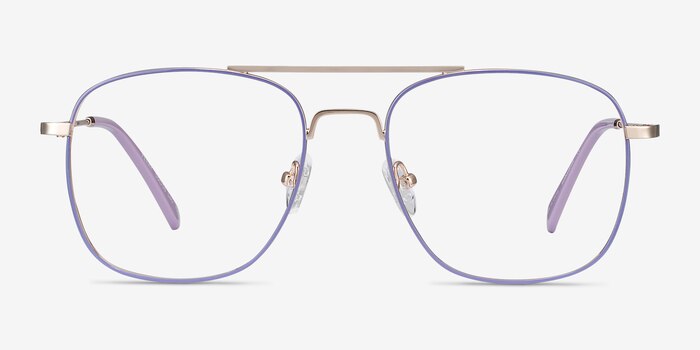 Perry Purple & Gold Metal Eyeglass Frames from EyeBuyDirect