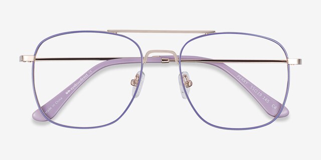 Perry Purple & Gold MetalEyeglass Frames from EyeBuyDirect, Closed View