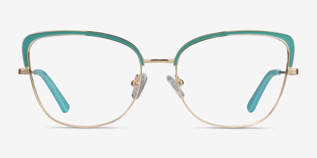 Marina Aqua Gold MetalEyeglass Frames from EyeBuyDirect, Front View