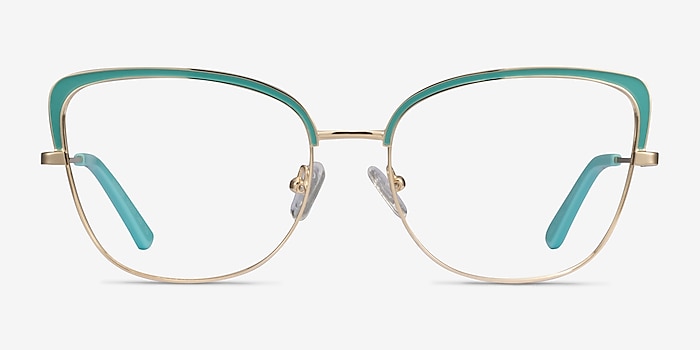 Marina Aqua Gold Metal Eyeglass Frames from EyeBuyDirect