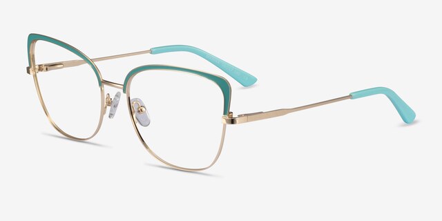 Marina Aqua Gold MetalEyeglass Frames from EyeBuyDirect, Angle View