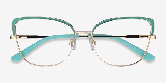 Marina Aqua Gold MetalEyeglass Frames from EyeBuyDirect, Closed View