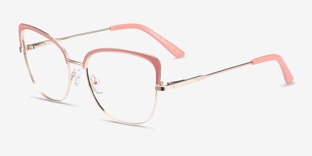 Marina Coral & Gold MétalMontures de lunettes de vue d'EyeBuyDirect, Vue d'Angle