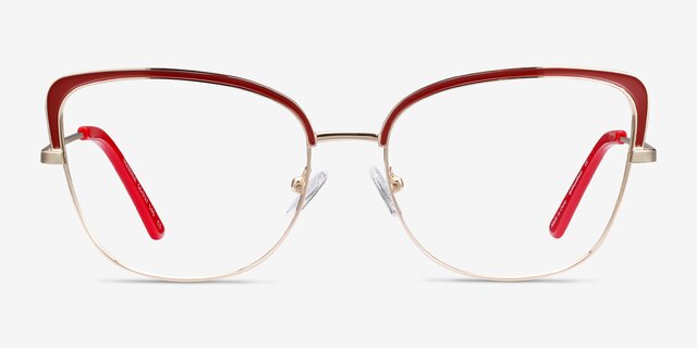 Marina Red & Gold MétalMontures de lunettes de vue d'EyeBuyDirect, Vue de Face