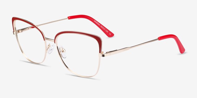 Marina Red & Gold MétalMontures de lunettes de vue d'EyeBuyDirect, Vue d'Angle