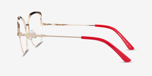 Marina Red & Gold MétalMontures de lunettes de vue d'EyeBuyDirect, Vue de Côté