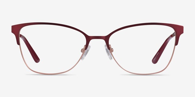 Marlena Burgundy  Rose Gold MetalEyeglass Frames from EyeBuyDirect, Front View