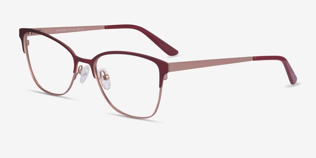 Marlena Burgundy  Rose Gold MetalEyeglass Frames from EyeBuyDirect, Angle View