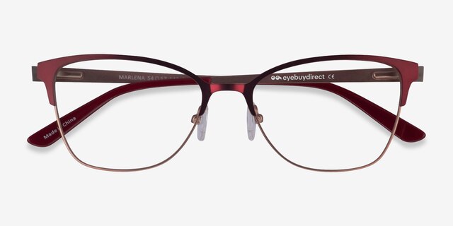 Marlena Burgundy  Rose Gold MetalEyeglass Frames from EyeBuyDirect, Closed View