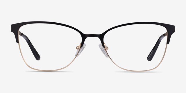 Marlena Black Gold MetalEyeglass Frames from EyeBuyDirect, Front View