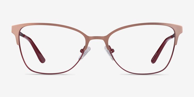 Marlena Rose Gold Burdungy MetalEyeglass Frames from EyeBuyDirect, Front View