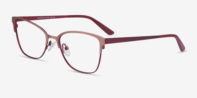 Marlena Rose Gold Burdungy MetalEyeglass Frames from EyeBuyDirect, Angle View