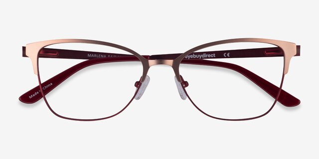 Marlena Rose Gold Burdungy MetalEyeglass Frames from EyeBuyDirect, Closed View