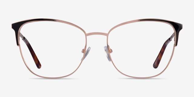 Kelsey Black Rose Gold MetalEyeglass Frames from EyeBuyDirect, Front View