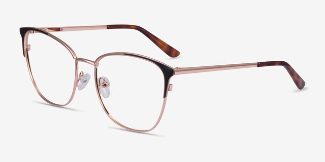 Kelsey Black Rose Gold MetalEyeglass Frames from EyeBuyDirect, Angle View